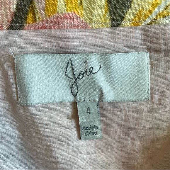 Joie Skirt Radhiya High-Low Ruffle Printed 100% Linen Tropical Print Pink 4 - Picture 7 of 10